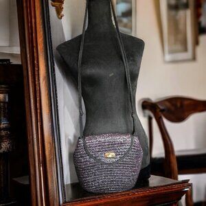 Vintage WAVES By TENDEM BAGS Straw Crossbody Bag